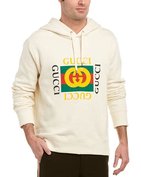 gucci embellished hoodie|white gucci logo hoodie men.